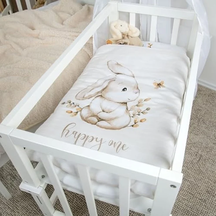 Herding babybest Wiegenbettwäsche, Häschen, Kopfkissenbezug 35x40 cm, Bettbezug 80x80 cm, 100% Baumwolle, Beige – Bild 7