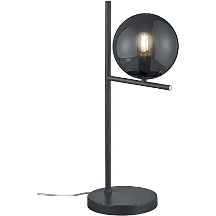 Nachttischleuchte, anthrazit, Metall, rauchfarben, H 52cm