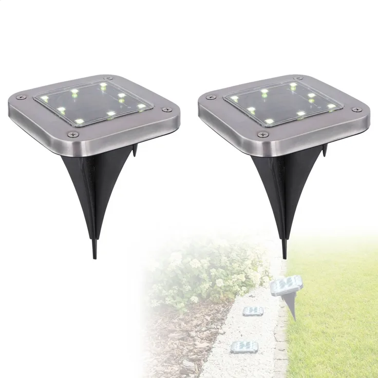Solarleuchte Garten 2er-Set Wegelampe Solarlampe Außen Leuchte Solar mit Pfle...