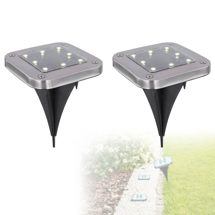 Solarleuchte Garten 2er-Set Wegelampe Solarlampe Außen Leuchte Solar mit Pfle... – Bild 1