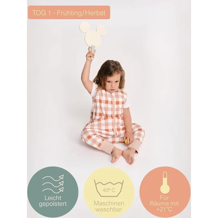 molis&co - Baby Schlafsack mit Füßen - Ideal für Frühling und Herbst - Babyschlafsack mit Füßen 1 tog - Leicht gepolstert - 100% Baumwolle (Oeko-TEX 100), Premium Qualität - Canyon Check (70 cm) – Bild 4