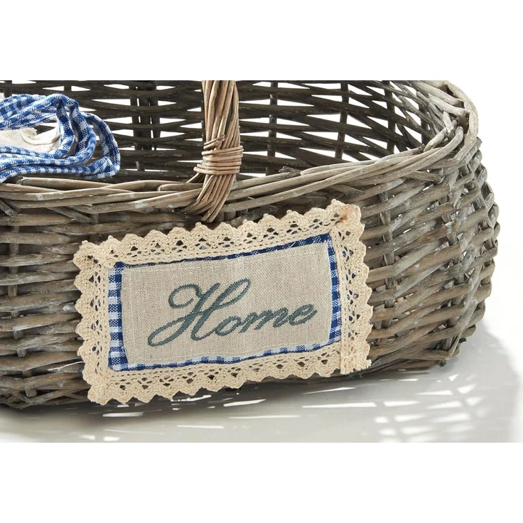 Kobolo Dekokorb Korb eckig Weide grey-washed mit Textil – Bild 5