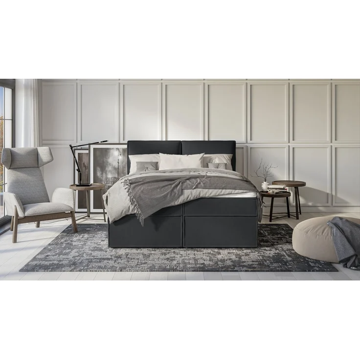 S-Style Möbel Boxspringbett Plaza mit Topper und Bettkästen aus Luxusmicrofaser, mit Topper und Bettkasten / zwei Bettkästen (je nach Bettgröße) – Bild 2