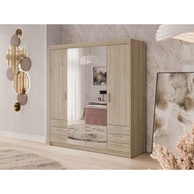 Kleiderschrank Elena 4D6S (Farbe: Sonoma Eiche) – Bild 2