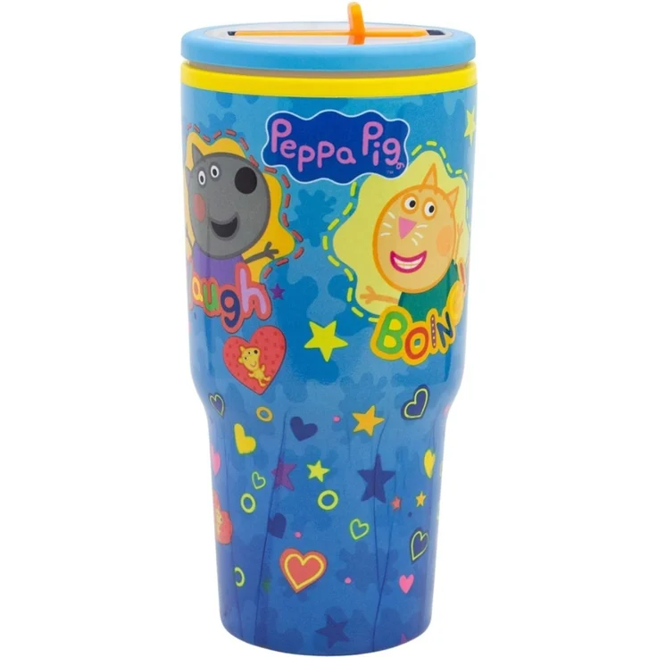 Peppa Pig Thermobecher 640 ml Edelstahl doppelwandiger Trinkbecher mit Trinkhalm – Bild 2