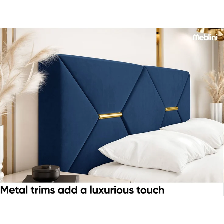 MEBLINI Polsterbett 120x200 ohne Lattenrost ohne Matratze – LIZZY – Blau Samt – Doppelbett ohne Bettkasten - Stauraumbett - Kopfteil Bett ohne Stauraum – Bild 4