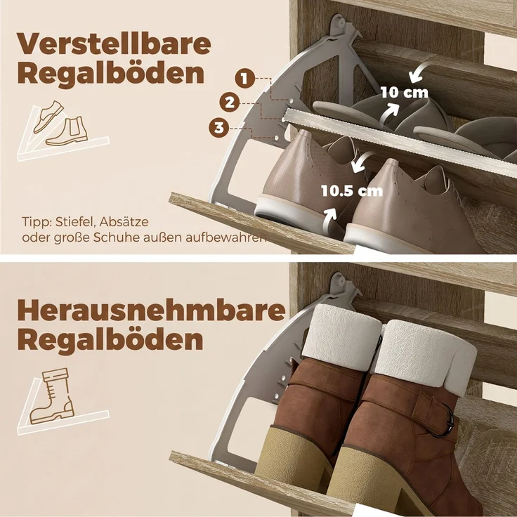HOMCOM Schuhschrank, MDF, Naturholz, 80 x 25 x 123,8 cm – Bild 7