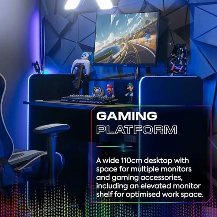 X Rocker Gamingtisch Electra Gaming Schreibtisch mit RGB-Beleuchtung & Wireless Charging – Bild 4