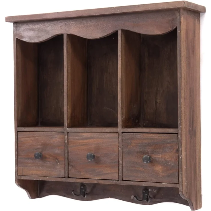 DESIGN DELIGHTS Wandregal WANDREGAL "BELLE", Mahagoni Holz, 62 cm, Küchenregal mit Schubladen – Bild 1