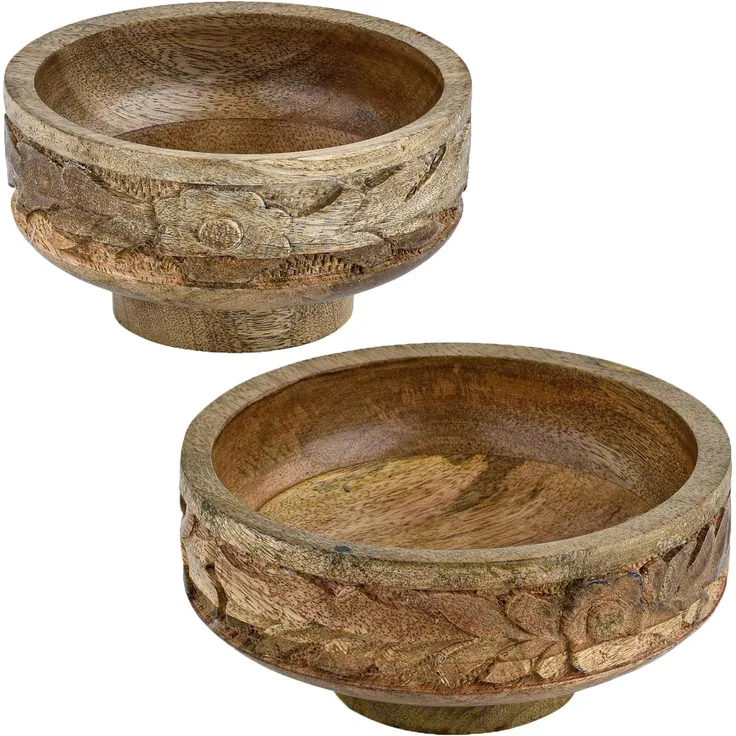 Marrakesch Orient & Mediterran Interior Dekotablett 2er Set Boho Deko Schale Obstschale Holzschale Lulua (2 St), handgeschnitzt