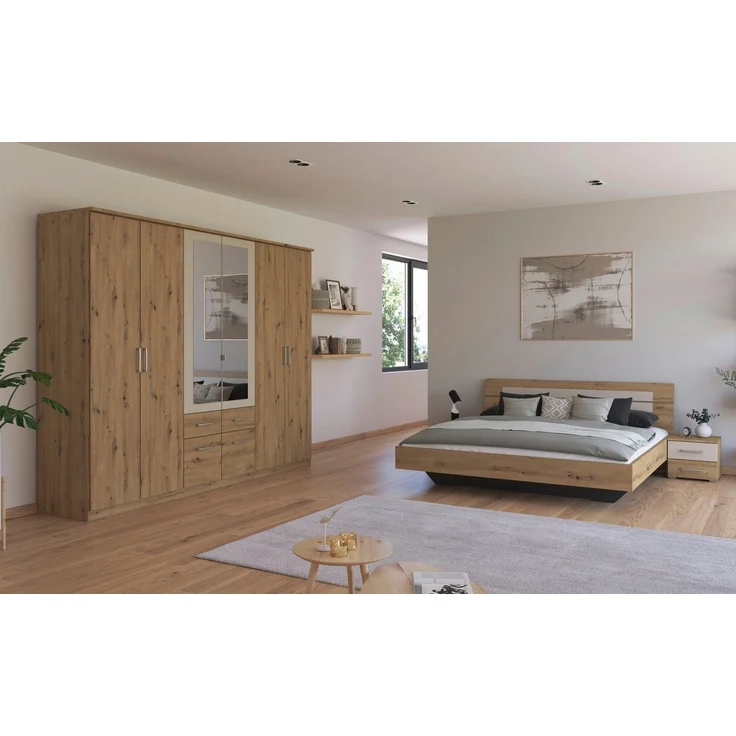 rauch Schlafzimmer-Set Komplettschlafzimmer Schlafzimmer BURANO mit Schrank in 3 Breiten, (Set, 4-tlg), Bett 180x200 cm und 2 Nachttische MADE IN GERMANY – Bild 5