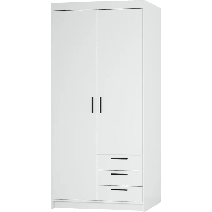 AX LIVING Storicos 2T3S Kleiderschrank Weiß mit schubladen 89,7 cm – Bild 1