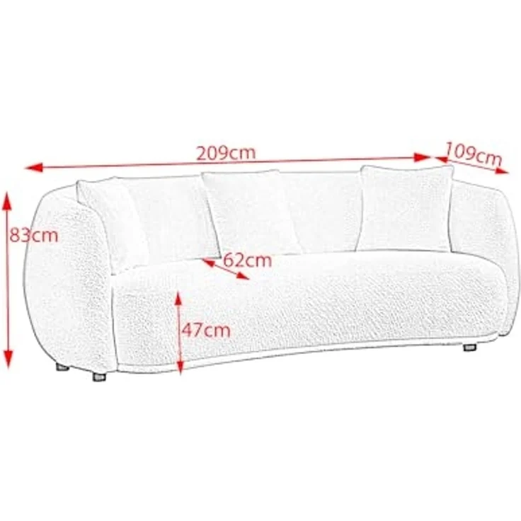 KAWOLA 3-Sitzer RADA, Sofa Couch Stoff cremeweiß 209x109 cm – Bild 3