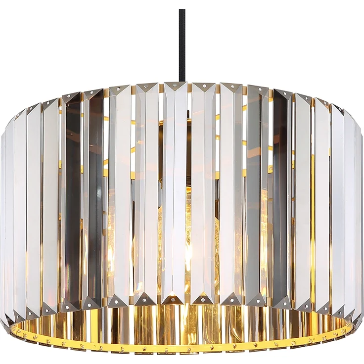 Hängeleuchte, Holzoptik, Kristall rauch, H 120 cm – Bild 7