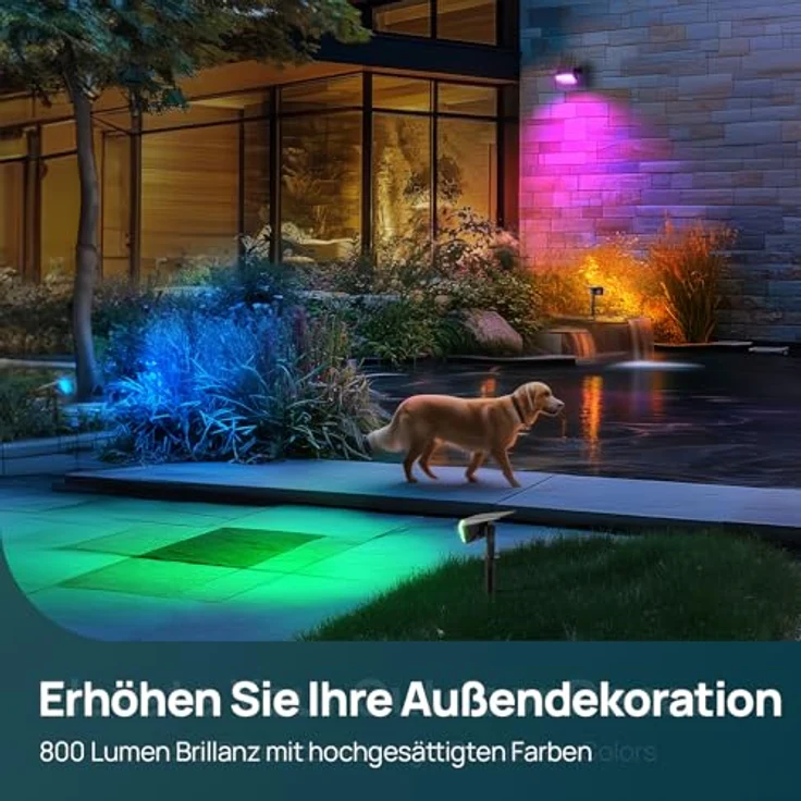 Linkind Halloween Bunte Solar Gartenleuchte für außen, RGB & Weiß 10 Modi Solar Außenlampen mit Ladeindikator & Ultra-lange Leuchtdauer, Winterfest Solarstrahler für Party, Weihnachten, 3 Stück – Bild 9