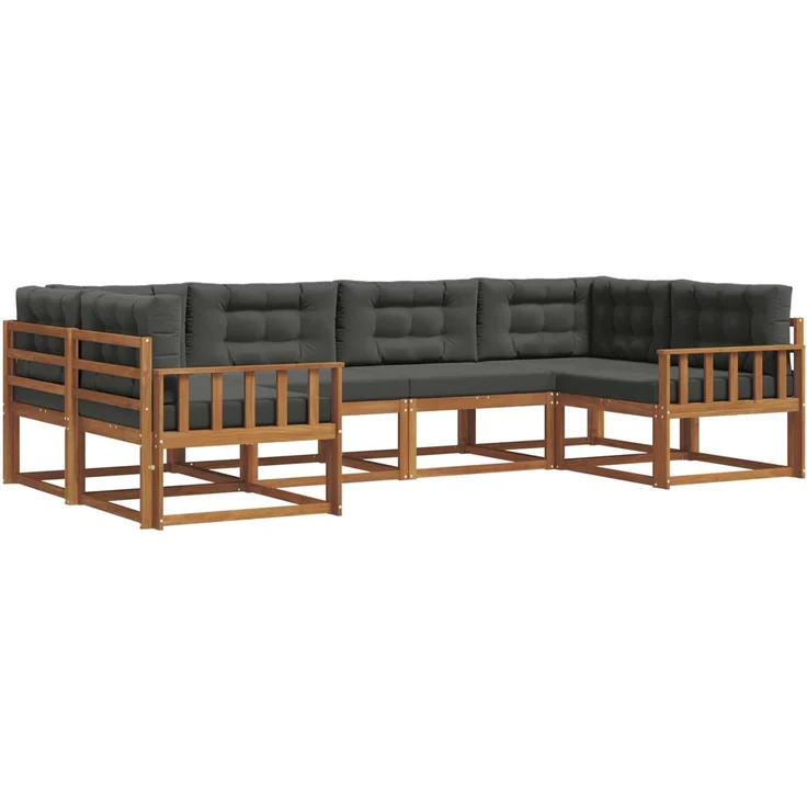 vidaXL Outdoor-Sofagarnitur 6 stk. 6-Sitzer Natur und Anthrazit 3368065 – Bild 2