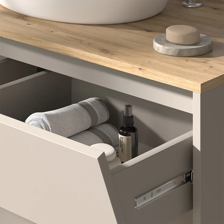 Waschbeckenunterschrank Edelin Cashmere 100 x 50 cm mit 2 Schubladen Vicco – Bild 4