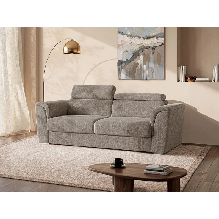 Vente-unique - RIZORA - Schlafsofa - Plastik - Kunststoff (PVC) - Taupe - 230 x 223 x 88 cm – Bild 2
