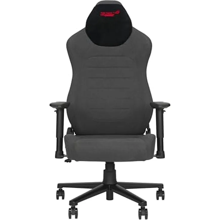 ASUS ROG AETHON Fabric Ergonomischer Gaming-Stuhl, Stahlgestell, integrierte Lendenwirbelstütze, gepolsterte 2D-Armlehnen, Bezug aus Stoff und Schaumstoffkissen, maximales Gewicht 136 kg, Grau