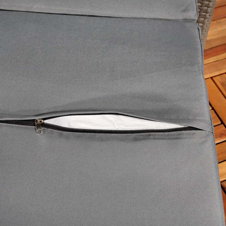 Gartenliege Sonnenliege Liegestuhl Loungeliege Polyrattan Rattan Liege Grau – Bild 5