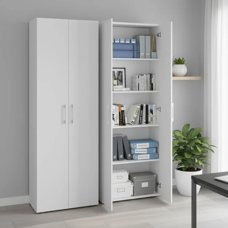 Bellamio 'Apol' Mehrzweckschrank, weiß, 176x33x60 cm, Aktenschrank mit 5 höhenverstellbaren Ablagefächern – Bild 2