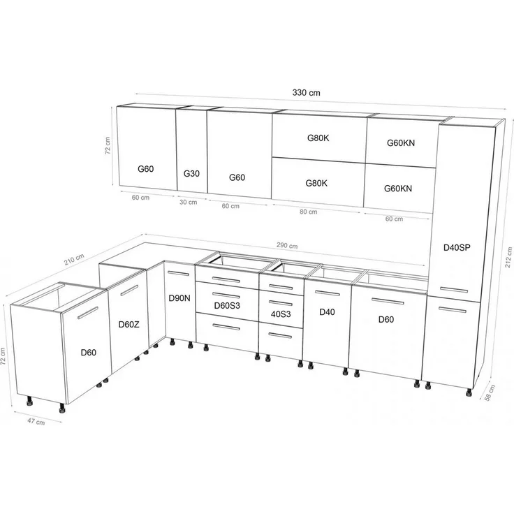 ROYAL24_MARKT Winkelküche K66-G210 - Langen - Hoher Luxus mit smartem Design, (Komplett Set), Premium - Modern - Exzellent - Matt - Holzoptik.