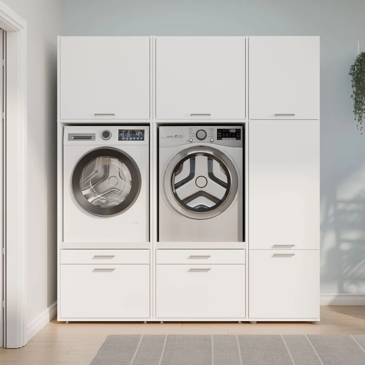 Forte WASHCAB 60 70, moderner Badezimmerhängeschrank, 1-türig, Schrank zur Aufbewahrung von Putz- und Waschutensilien, Holzwerkstoff, Weiß, 66 cm breit x 58,5 cm hoch x 67,4 cm tief – Bild 9