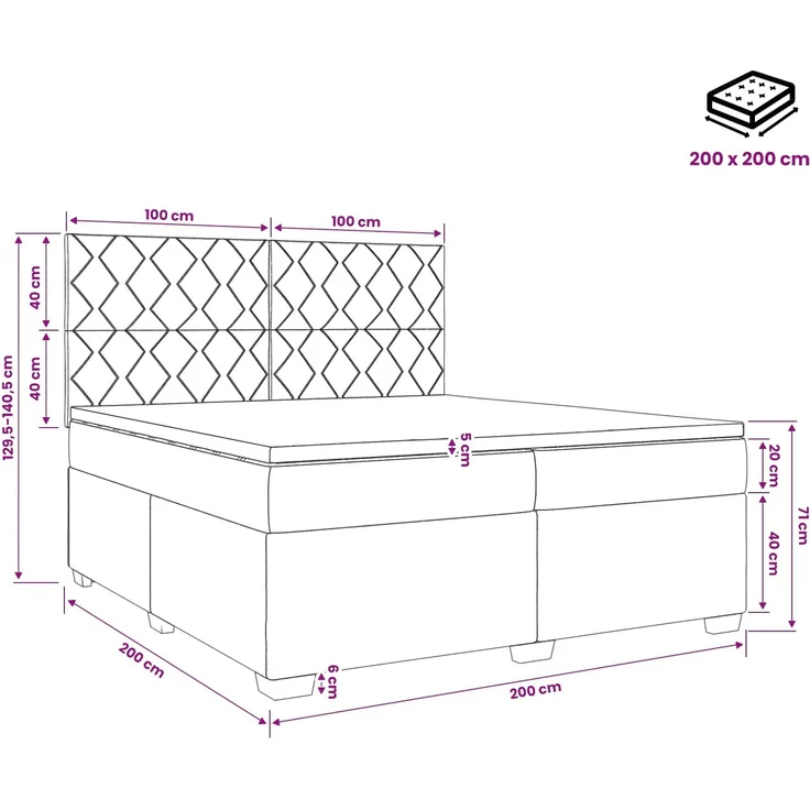 vidaXL Boxspringbett mit Matratze Dunkelgrün 200 x 200 cm Samt 3453719 – Bild 11