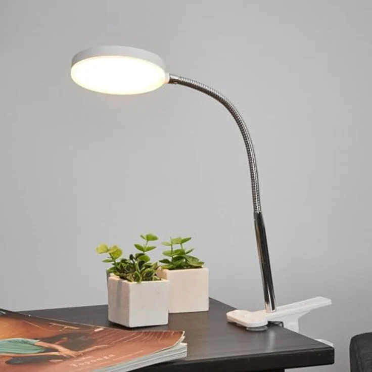 Lindby Klemmleuchte 'Milow', moderne LED Tischlampe, weiß, 36 cm hoch mit Schalter – Bild 2