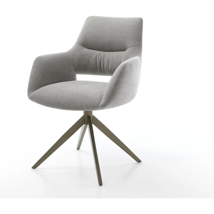 Drehstuhl Yago-Flex mit Armlehnen Strukturstoff Soft Grau Kreuzgestell breit Effektfinish Titan 360° drehbar Wippfunktion Taschenfederkern – Bild 1