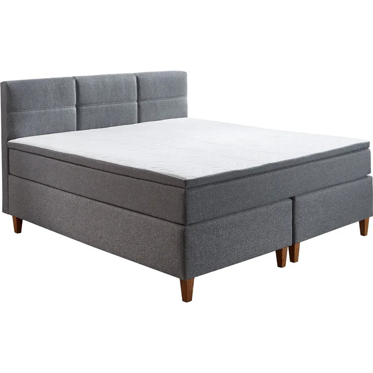 Boxspringbett Kansas / Kenora BX236, Mikrofaser, Grau, 140 x 110 x 213 cm