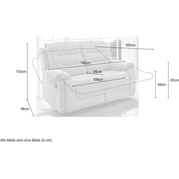 2-Sitzer-Relaxsofa Federkern mit Liegefunktion Zweier-Couch Stoff Chenille Grau – Bild 9