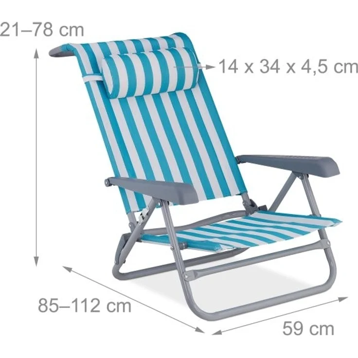 Klappbarer Liegestuhl mit Nackenkissen – Bild 4