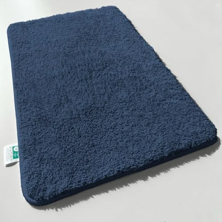casa pura Badematte Sky Soft, weicher flauschiger Badezimmerteppich in Shaggy Optik, rutschfest und waschbar, 80x150 cm, blau – Bild 1