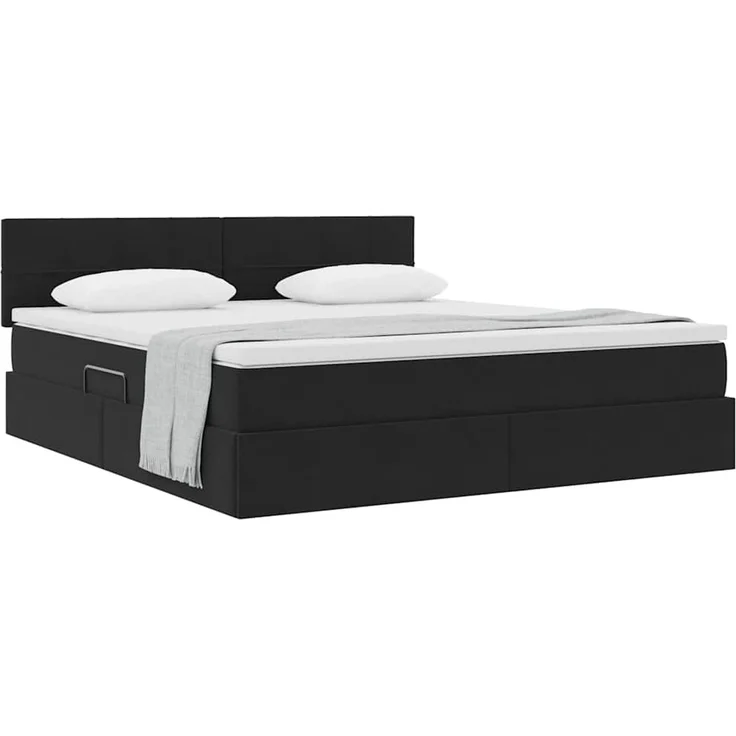 vidaXL Aufbewahrungsbett mit Kopfteil Schwarz 160 x 200 cm Samt 3370769 – Bild 3