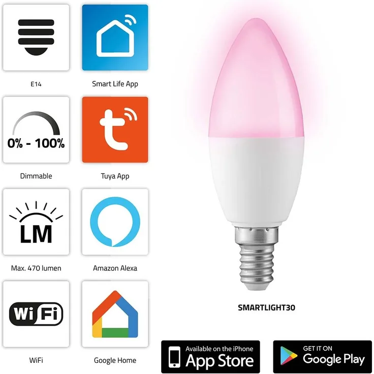 SMARTLIGHT30 Smarte LED-Farblampe mit Wi-Fi