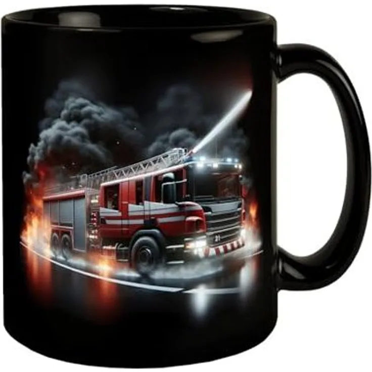 speecheese Tasse Feuerwehrfahrzeug im Einsatz Tasse in Schwarz