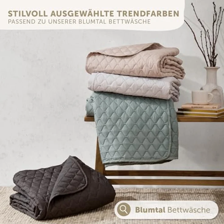 Blumtal Tagesdecke Tagesdecke Oeko-TEX zertifizierter Bettüberwurf als Tagesdecke, in drei Größen verfügbar – Bild 3