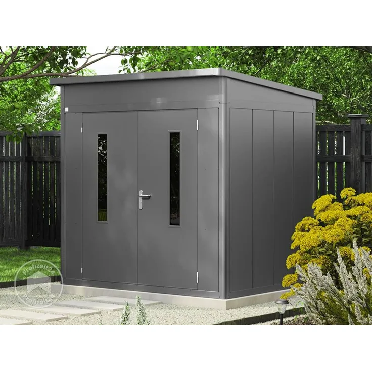 GFP PrimeyardGerätehaus Metall Gartenhaus 228x180x231 cm Geräteschuppen Pultdach anthrazit