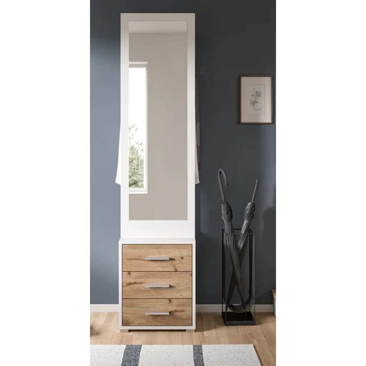 Kompaktgarderobe Pallas in weiß und Eiche 45 x 190 cm – Bild 5