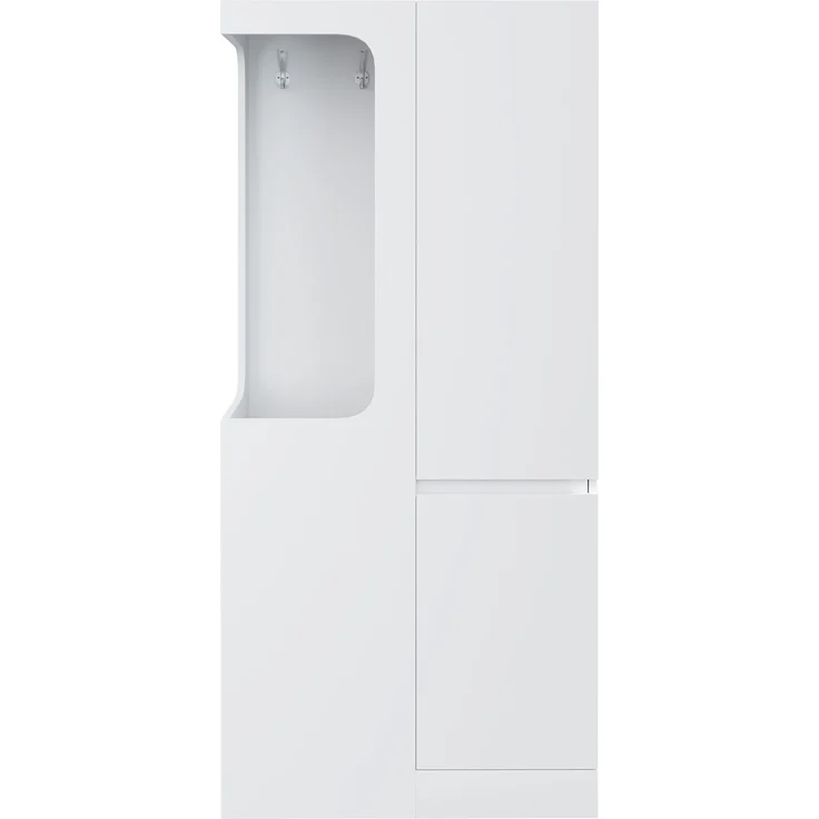 CHICFURN Kleiderschrank 70x170x40 cm Weiß mit 4 Schubladen und offenem Kleiderfach – Bild 7