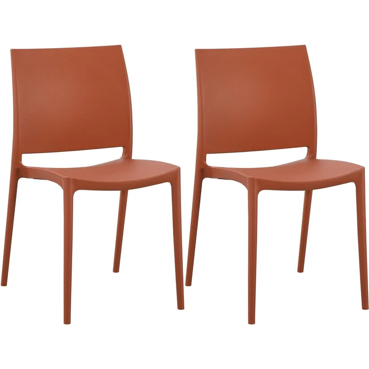CLP 2er Set Gartenstühl Meton mit Lehne stapelbar wetterfest UV-beständig bis 150 kg,terracotta – Bild 1