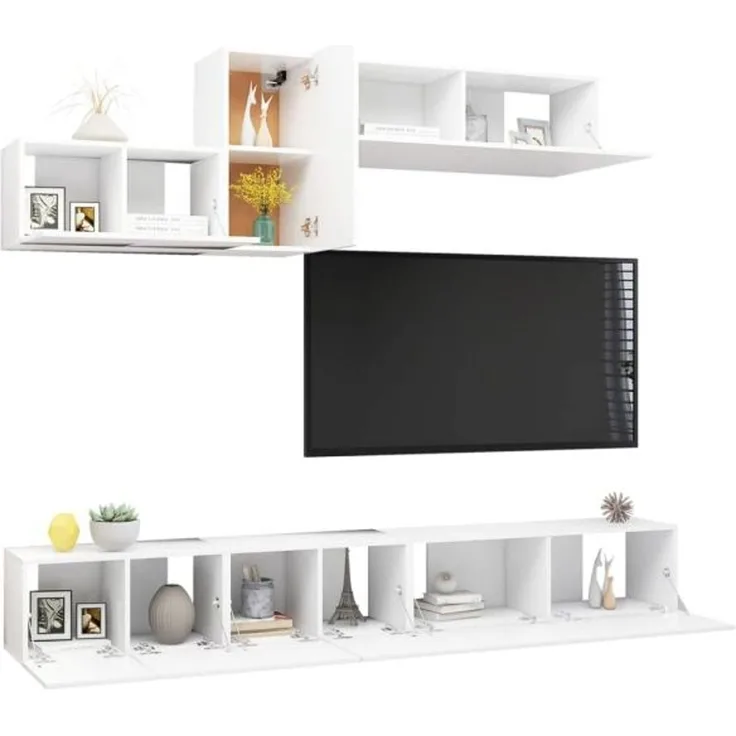 vidaXL 6-tlg. TV-Schrank-Set Weiß Spanplatte [3078730]