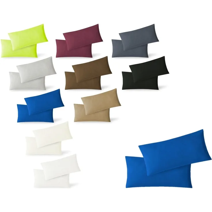 Jersey Kissenbezug, 2er Set, Baumwolle, Royalblau, 40x80 cm