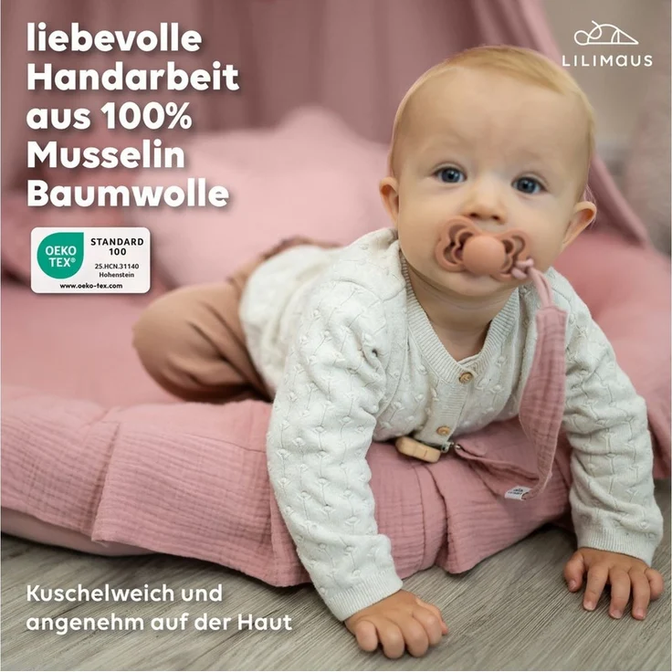 lilimaus Bodenkissen Sitzkissen für Kinder aus Musselin - Spielmatte & Kuschelecke, mit zarter Rüscheneinfassung - zum Lesen, Spielen & Kuscheln – Bild 2