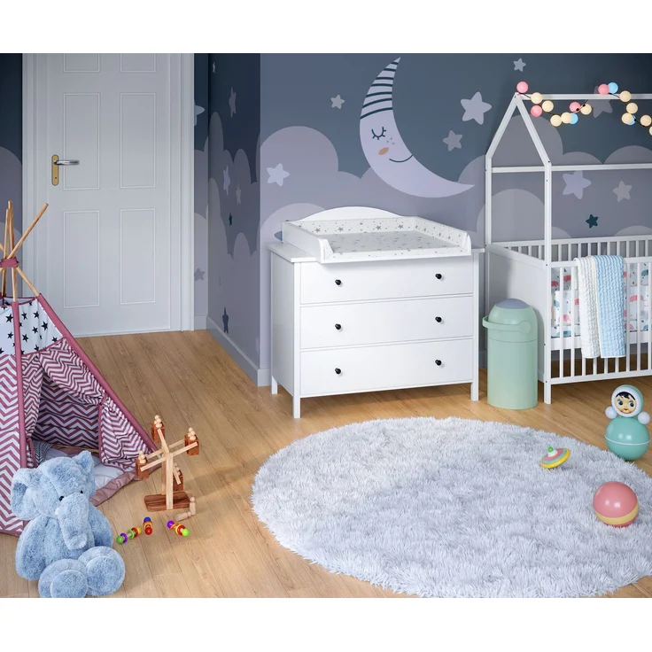 Bellabino 'Oti' Wickelaufsatz für IKEA Kommode Malm, Hemnes, Nordli, weiß, 16,5 x 74 x 80 cm – Bild 3