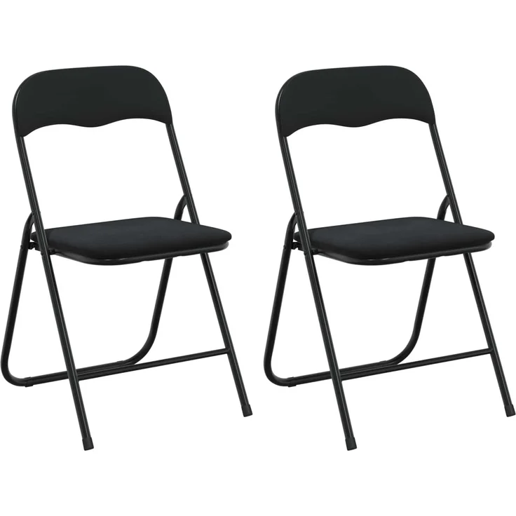 vidaXL Klappstuhl 2 pcs Schwarz 48 x 44 x 78 cm Samt 42029068 – Bild 2