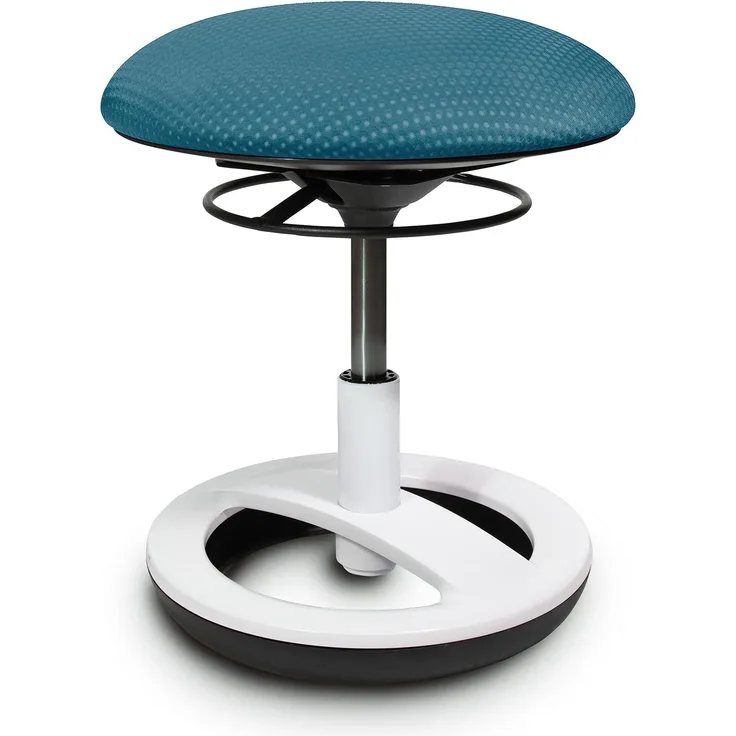 TOPSTAR Sitzhocker Sitness Bobby für Kinder, Standfußring Alu weiß lackiert, Stoff, Petrolblau SU83CR5