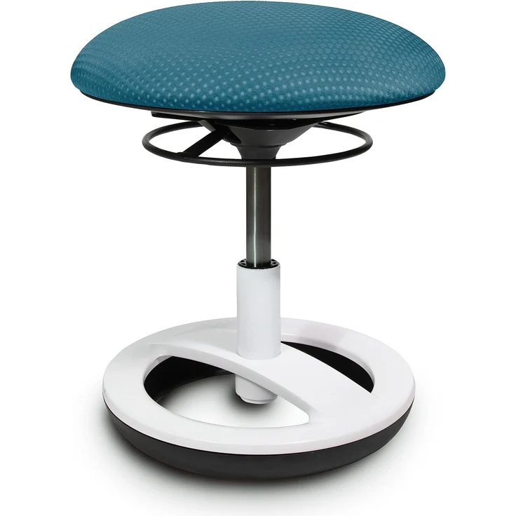 TOPSTAR Sitzhocker Sitness Bobby für Kinder, Standfußring Alu weiß lackiert, Stoff, Petrolblau SU83CR5