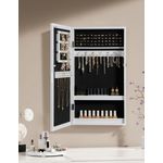 Songmics Schmuckschrank zur Wandmontage und abschließbarer, JBC51W, Holz weiß, 67 x 10 x 37 cm